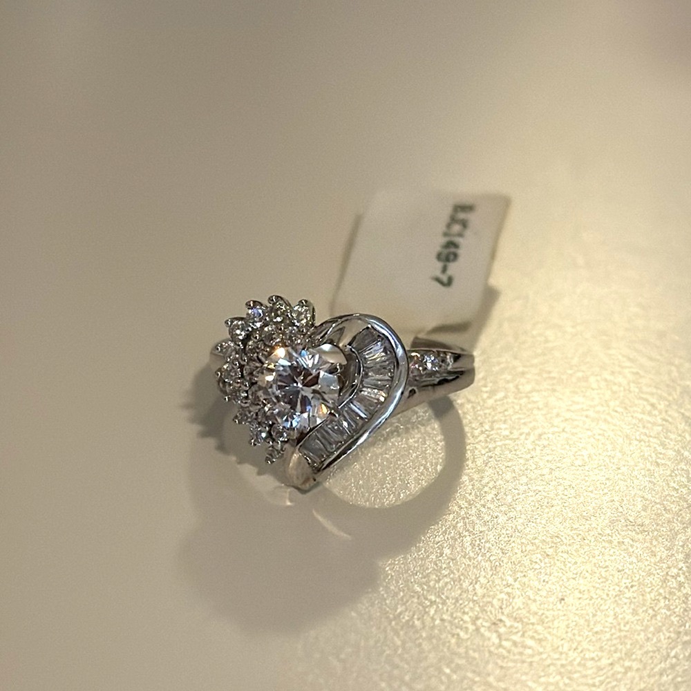 WHITE CZ RHODIUM over sterling silver Heart ring